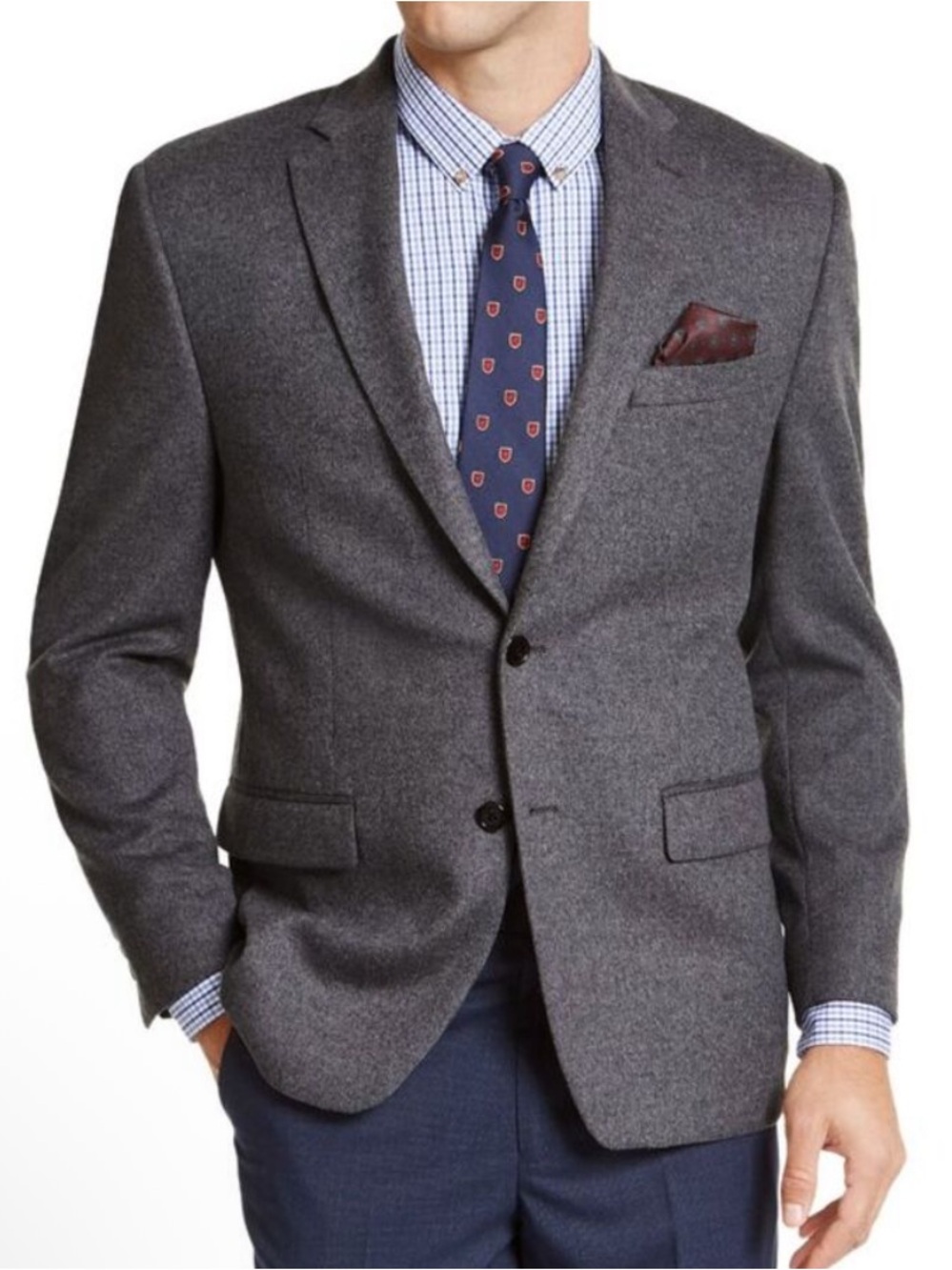Ralph Lauren Wool Silk Cashmere Classic Fit Suit Jacket Blazer Sports Coat Gray